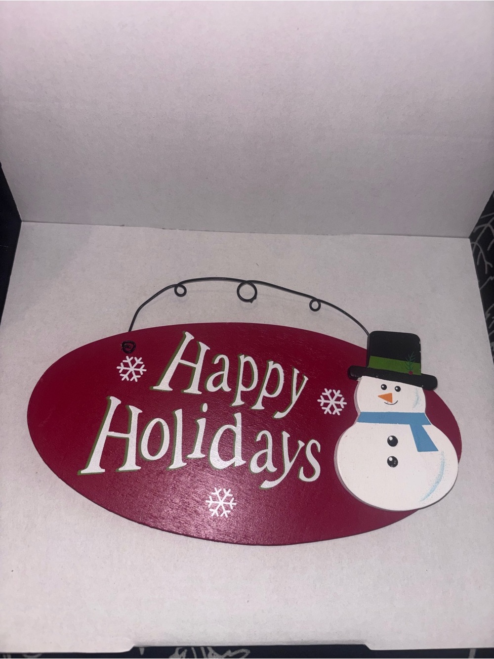 Happy Holidays Red Snowman Wall Sign